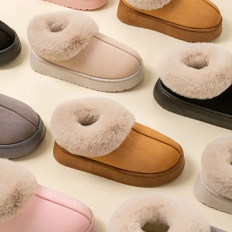 Thick-Soled Cotton Slippers for Autumn and Winter Home Use Hotel Plush Slippers for Outdoor Wear Couples Warm Snow Boots for Women - Image 6