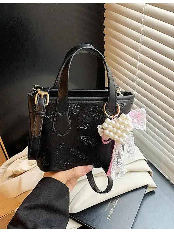 Pink Butterfly Crossbody Bag with Pearl Decor - Image 7
