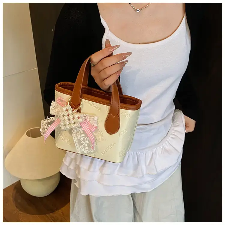Pink Butterfly Crossbody Bag with Pearl Decor — feature 11