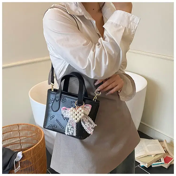 Pink Butterfly Crossbody Bag with Pearl Decor — feature 16