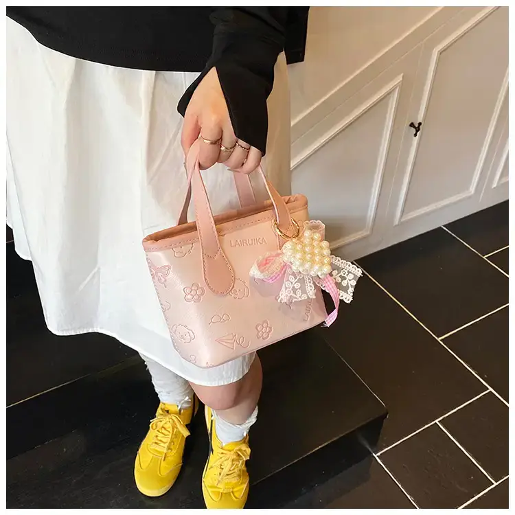 Pink Butterfly Crossbody Bag with Pearl Decor — feature 20