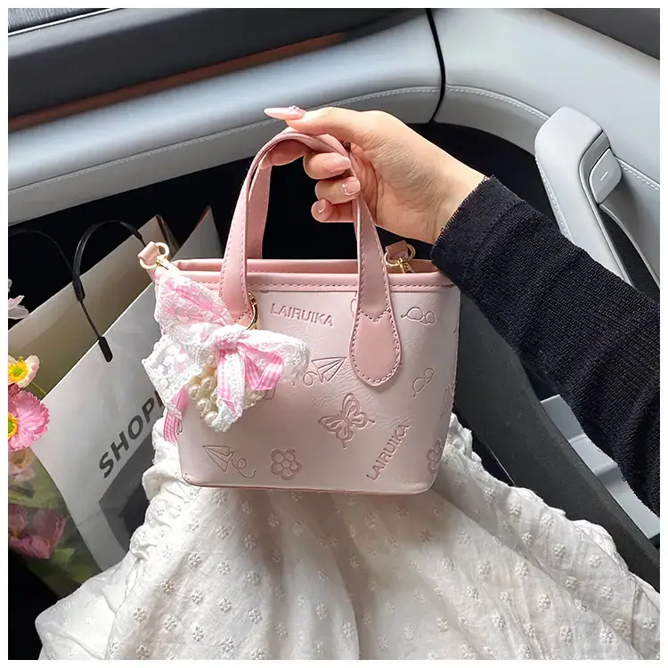 Pink Butterfly Crossbody Bag with Pearl Decor — feature 26