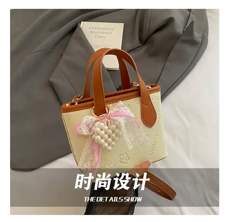 Pink Butterfly Crossbody Bag with Pearl Decor — feature 5