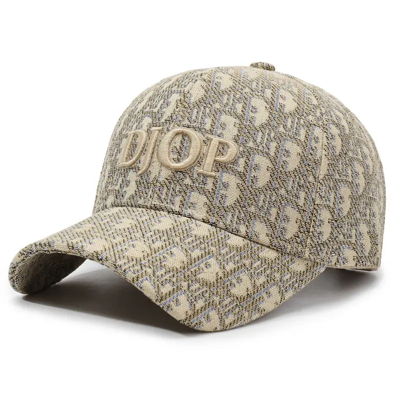 Men Printed Letter Cap Spring Fall Beige - Image 4