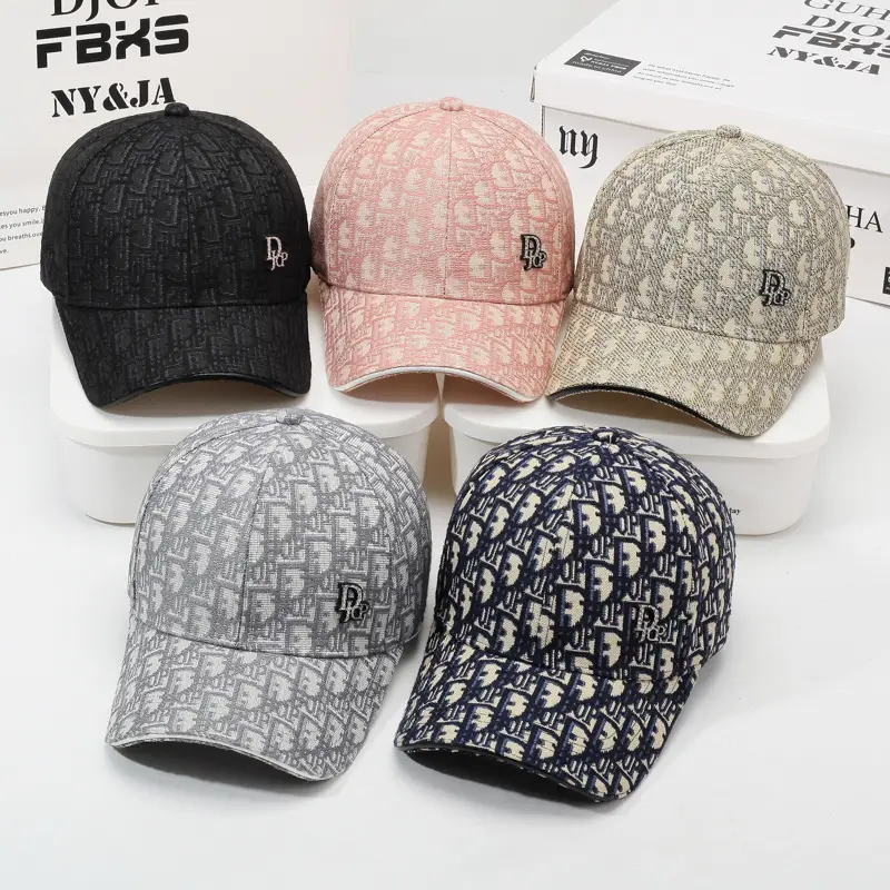 Women Jacquard Printed Baseball Cap Grey - Image 7