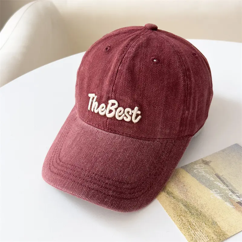 Maroon Embroidered Baseball Cap for Women Men - Image 3