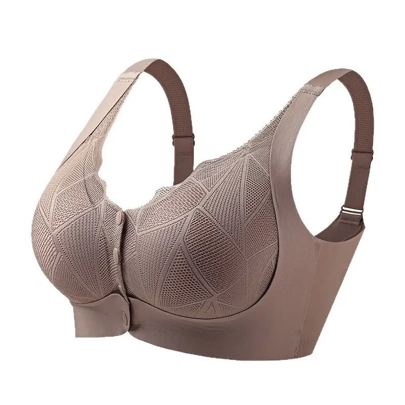 Front-Opening Bra for Women, Large Size, Breathable, Traceless, Thin, Large Breasts, Small, Large Size, Comfortable, Wire-Free Bra for Middle-Aged and Elderly People