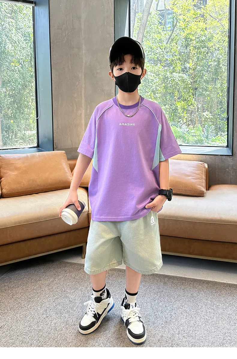 Purple Short Sleeve T-Shirt for Boys New Kids Clothing — feature 23