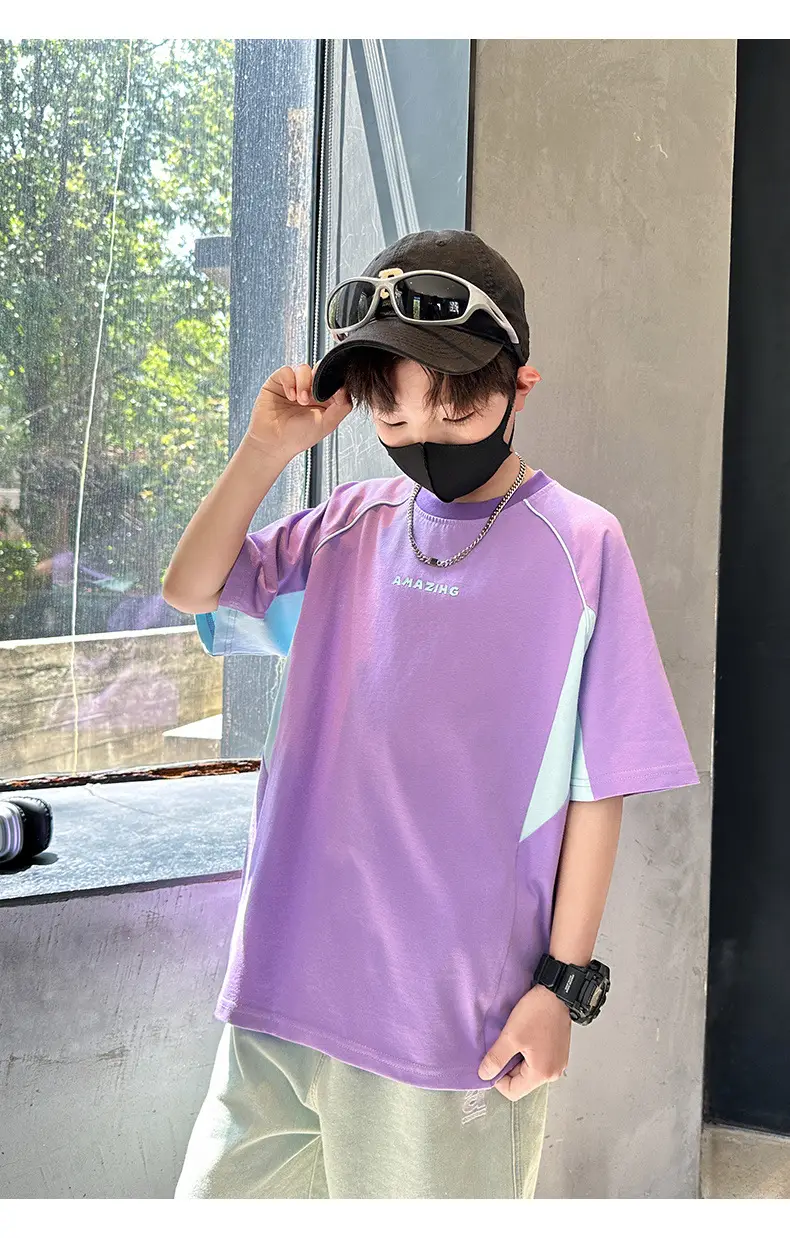 Purple Short Sleeve T-Shirt for Boys New Kids Clothing — feature 24