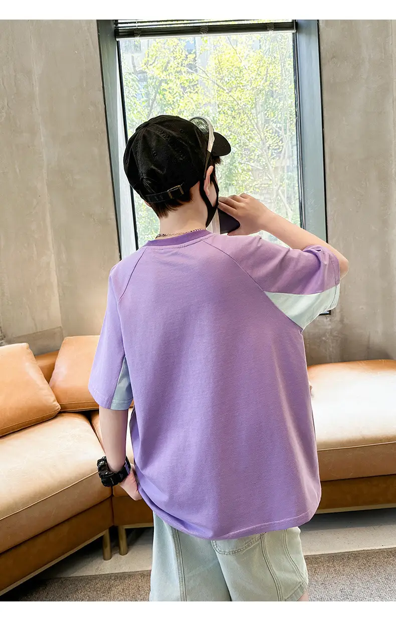 Purple Short Sleeve T-Shirt for Boys New Kids Clothing — feature 25