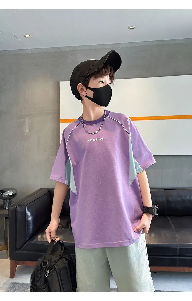 Purple Short Sleeve T-Shirt for Boys New Kids Clothing — feature 26
