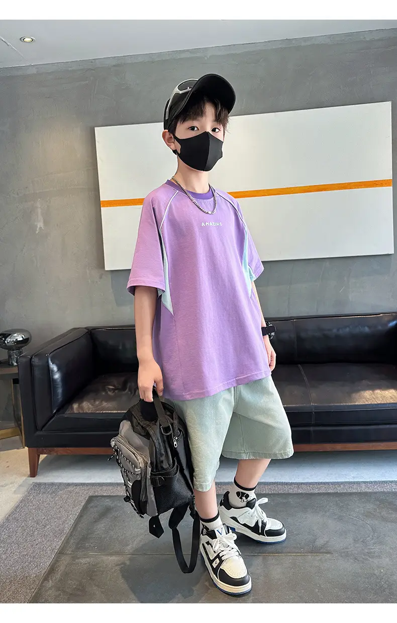 Purple Short Sleeve T-Shirt for Boys New Kids Clothing — feature 27