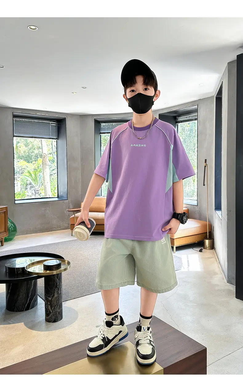 Purple Short Sleeve T-Shirt for Boys New Kids Clothing — feature 29