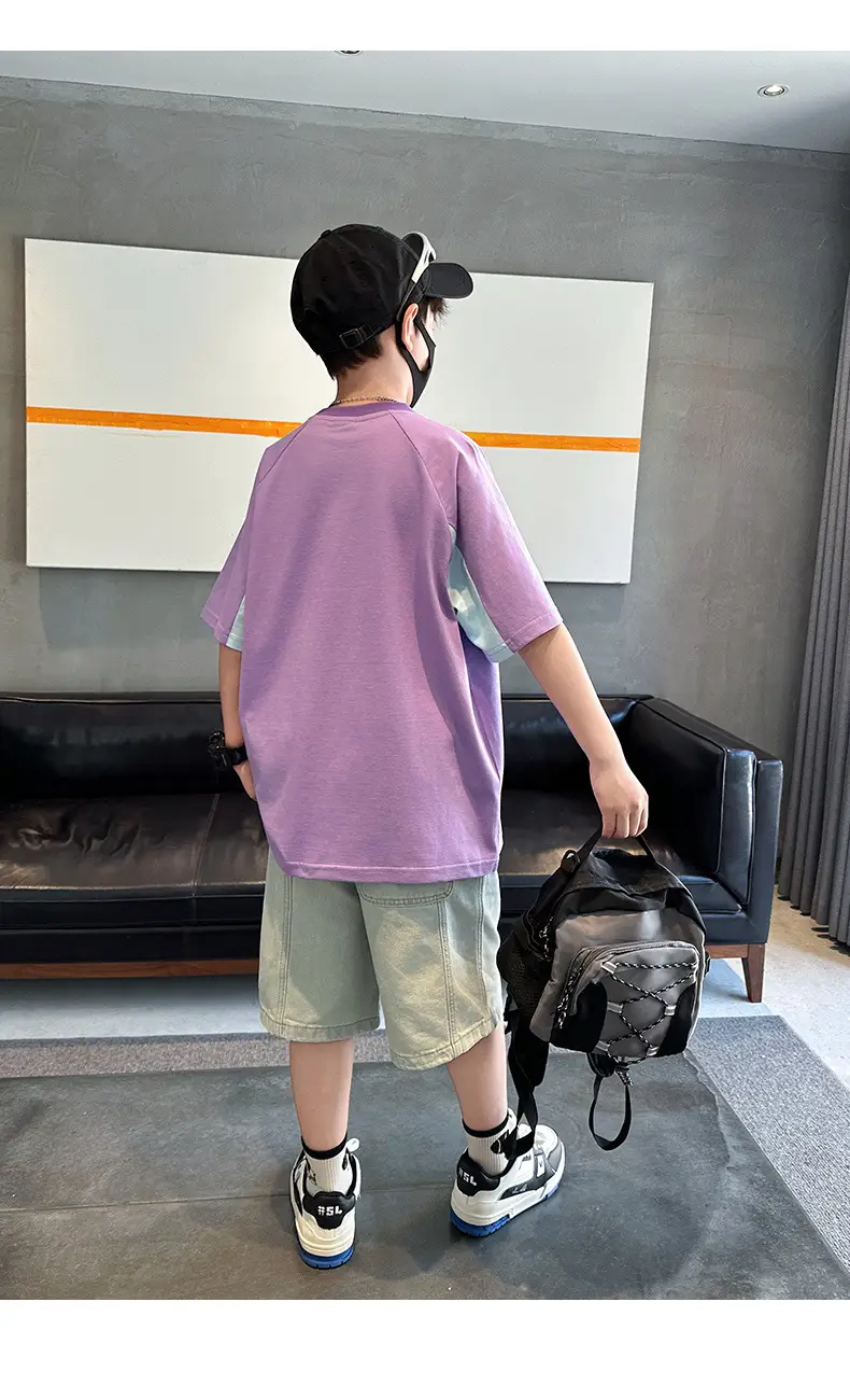 Purple Short Sleeve T-Shirt for Boys New Kids Clothing — feature 30