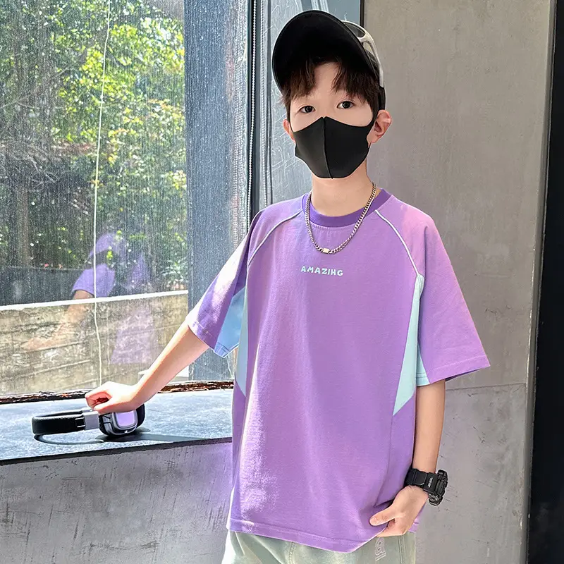 Purple Short Sleeve T-Shirt for Boys New Kids Clothing — feature 5