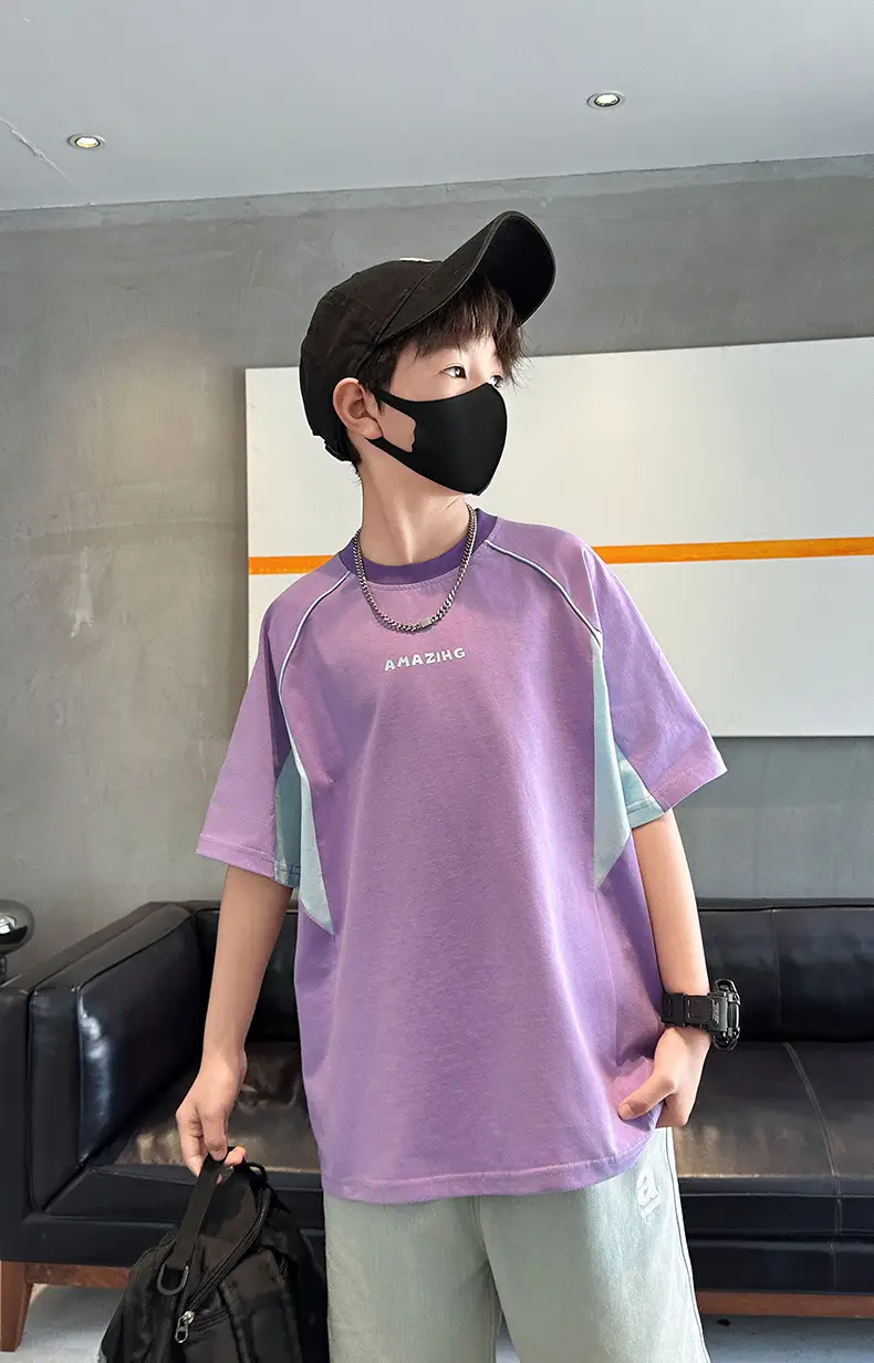 Purple Short Sleeve T-Shirt for Boys New Kids Clothing — feature 7