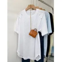White Thin Slightly See-Through Printed Long-Sleeved Sun Protection Blouse T-Shirt Women's Popular Summer Beautiful Top Export Wholesale — feature 11