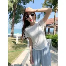 White Thin Slightly See-Through Printed Long-Sleeved Sun Protection Blouse T-Shirt Women's Popular Summer Beautiful Top Export Wholesale — feature 15