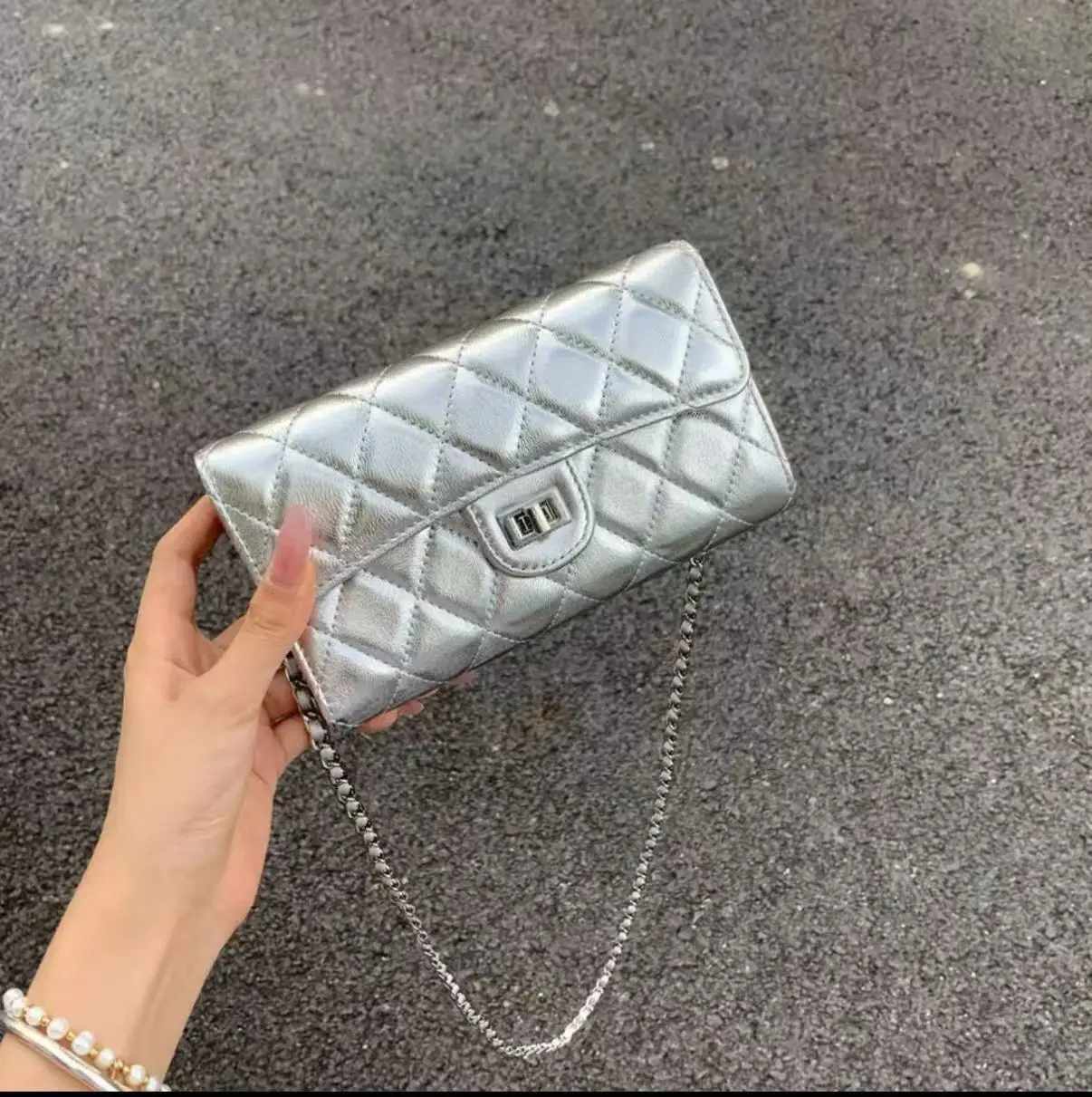 Tweed Off-Shoulder Top with White Clutch & Jeans Set