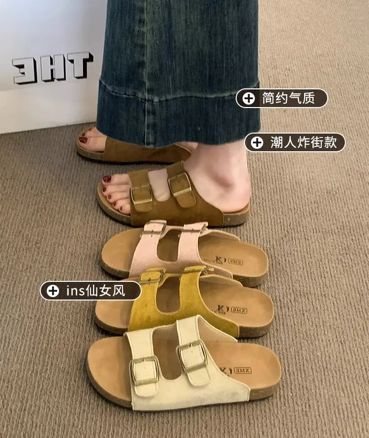 Birkenstock Slippers for Women, Summer 2026 New Model, Half-Slip High-End Thick-Soled Sandals, Versatile Beach Fashion Slippers — feature 2