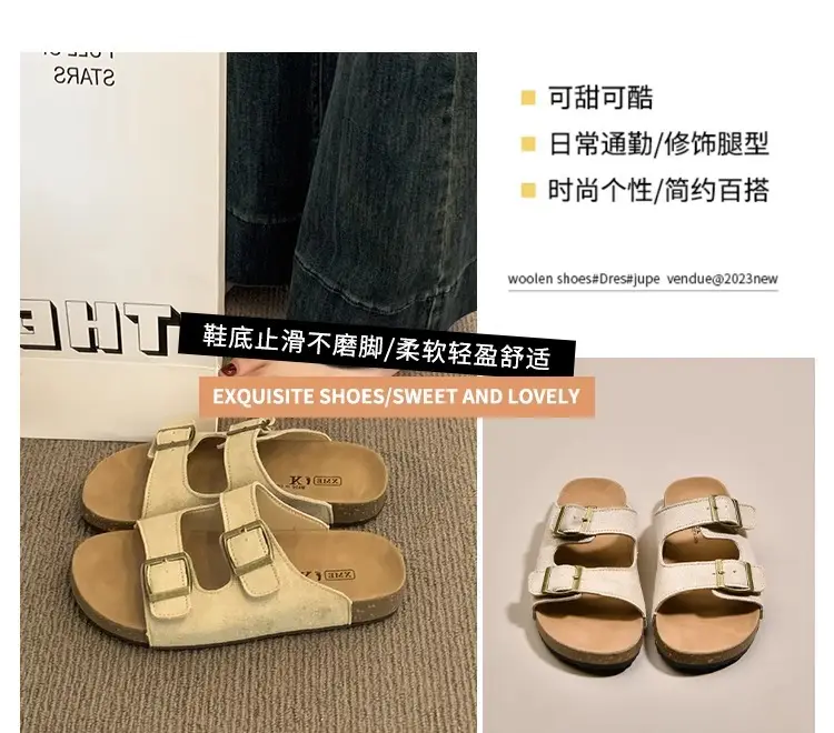 Birkenstock Slippers for Women, Summer 2026 New Model, Half-Slip High-End Thick-Soled Sandals, Versatile Beach Fashion Slippers — feature 3