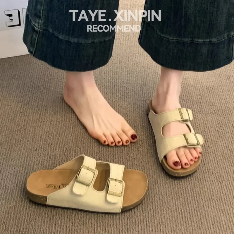 Birkenstock Slippers for Women, Summer 2026 New Model, Half-Slip High-End Thick-Soled Sandals, Versatile Beach Fashion Slippers - Image 2