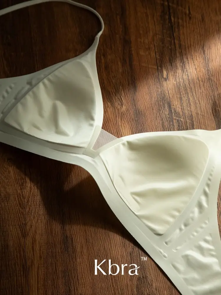 Kbra Milk Satin French Deep V Neck Intimates Women's Summer Spaghetti Straps Seamless Triangle Cup Small Breast No Wire Bra Thin — feature 19