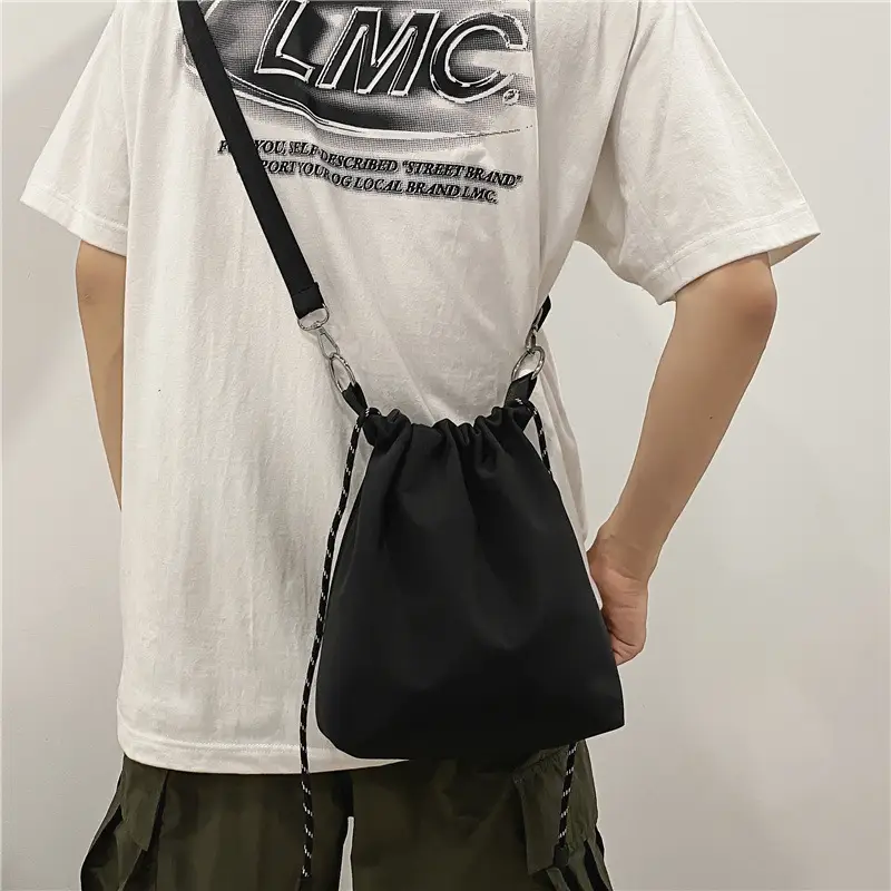 Japanese Style Men's Crossbody Bag White Black