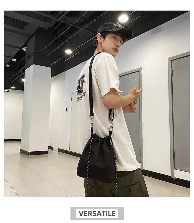Japanese Style Men's Crossbody Bag White Black — feature 10