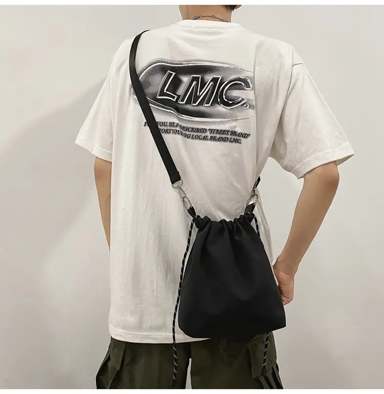 Japanese Style Men's Crossbody Bag White Black — feature 14