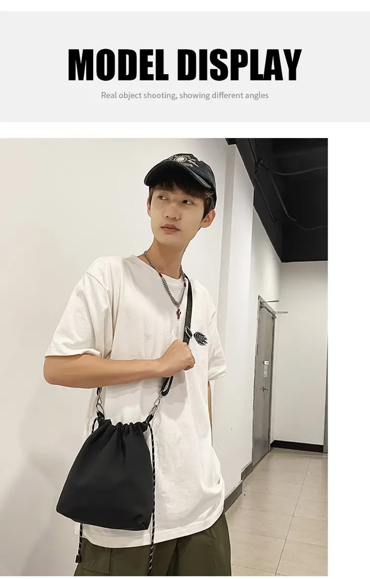 Japanese Style Men's Crossbody Bag White Black — feature 8