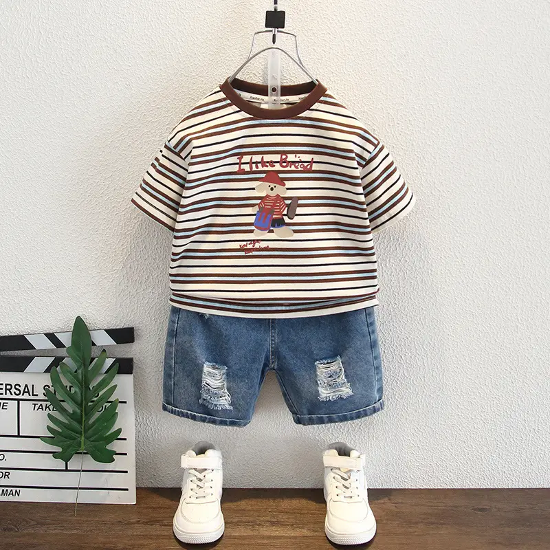 Boys Striped T-Shirt 2025 Cartoon Print - Image 4