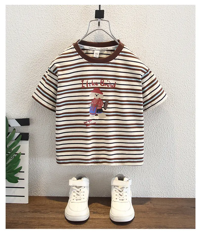 Boys Striped T-Shirt 2025 Cartoon Print — feature 7