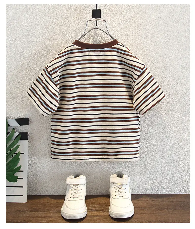 Boys Striped T-Shirt 2025 Cartoon Print — feature 8