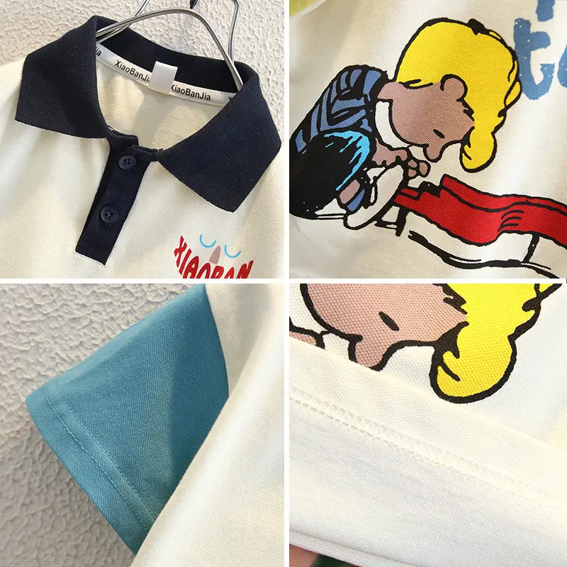 Boys Cotton Polo Shirt 2025 Summer Blue Yellow - Image 3
