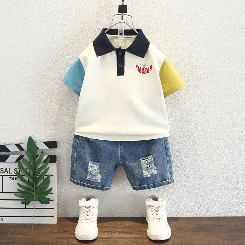 Boys Cotton Polo Shirt 2025 Summer Blue Yellow - Image 4
