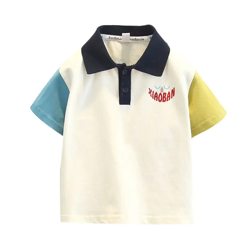 Boys Cotton Polo Shirt 2025 Summer Blue Yellow - Image 5