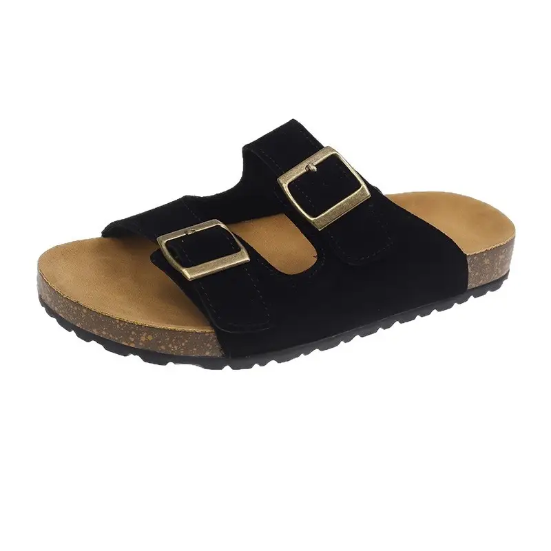 Women Summer Sandals Birkenstock Beige Thick Soled Lazy Slippers - Image 10