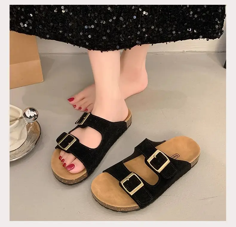Women Summer Sandals Birkenstock Beige Thick Soled Lazy Slippers — feature 11