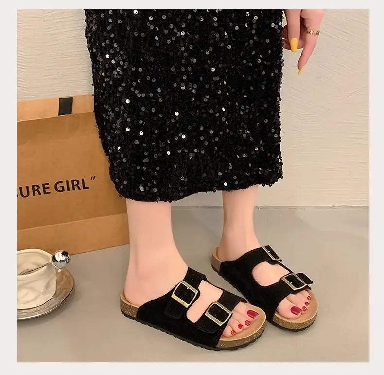 Women Summer Sandals Birkenstock Beige Thick Soled Lazy Slippers — feature 12