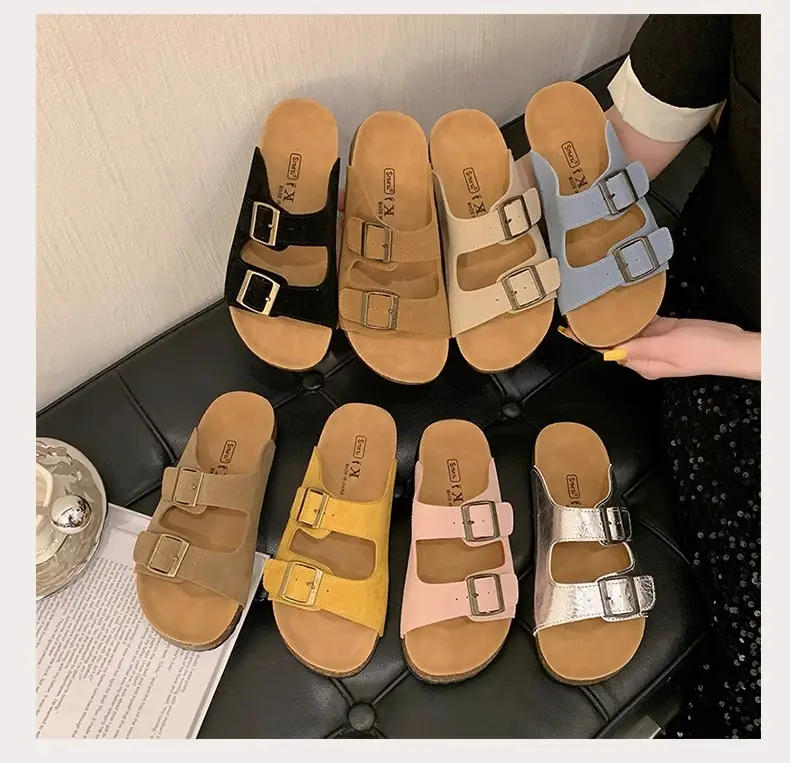 Women Summer Sandals Birkenstock Beige Thick Soled Lazy Slippers — feature 19
