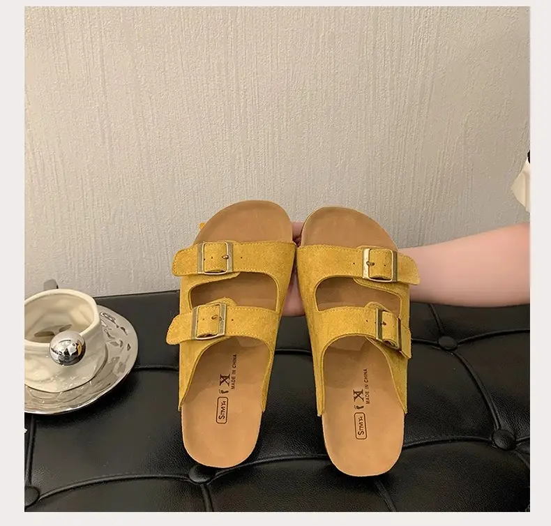 Women Summer Sandals Birkenstock Beige Thick Soled Lazy Slippers — feature 21