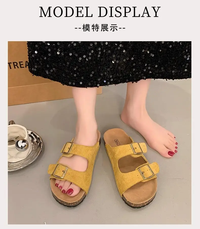 Women Summer Sandals Birkenstock Beige Thick Soled Lazy Slippers — feature 7
