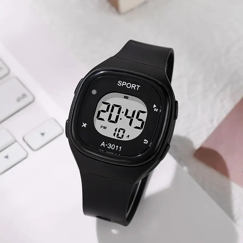 Korean Style Digital Watch for Men Girls Black Sport