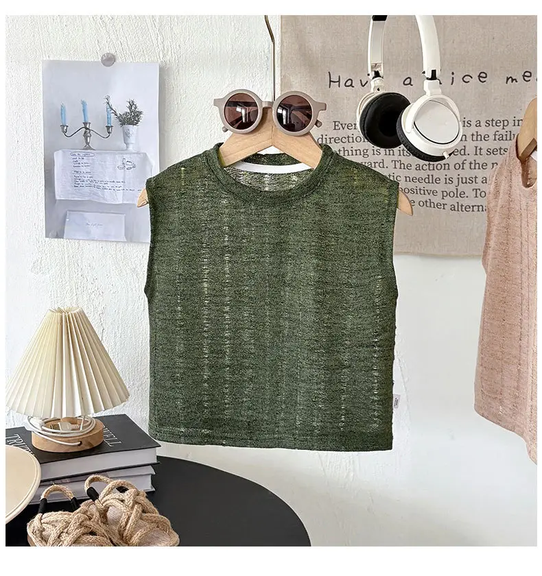 Boys' Green Hollow Out T-Shirt 2026 Summer — feature 10