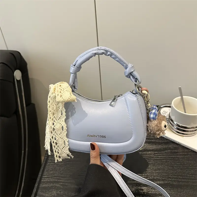Light Blue Korean Style Handbag for Women - Image 4