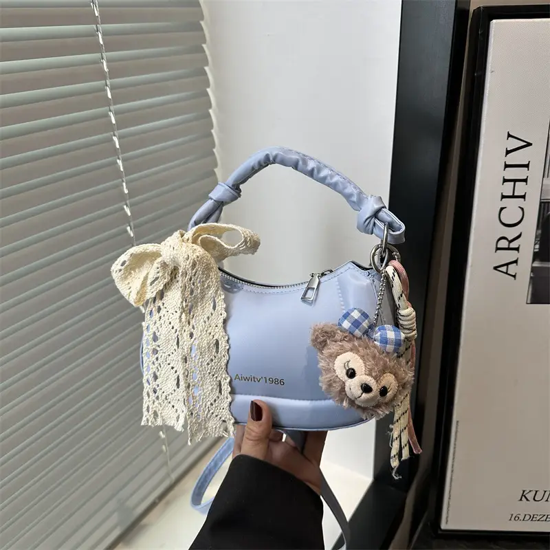 Light Blue Korean Style Handbag for Women - Image 3