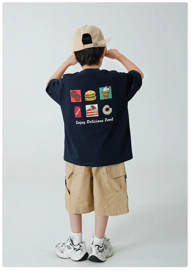 Haima Boys 2S Cotton Short Sleeve T-Shirt Brown Shorts Set — feature 13