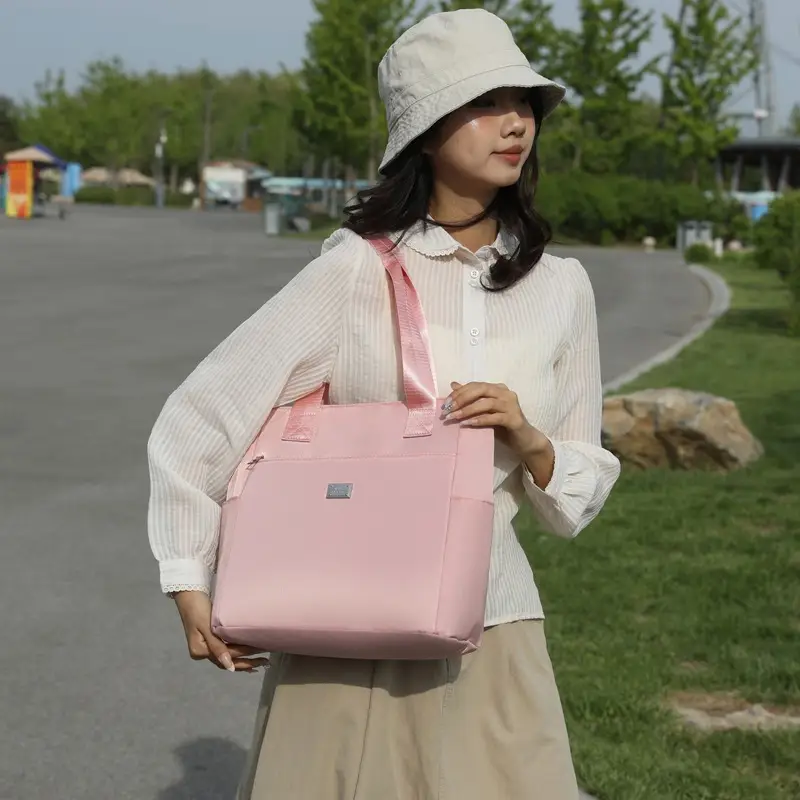 Women's Pink Shoulder Bag with Multi-Pockets - Image 10