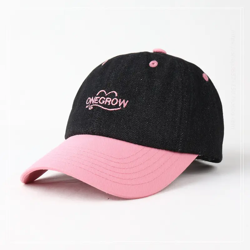 Korean Style Baseball Cap Blue White Black Pink - Image 3
